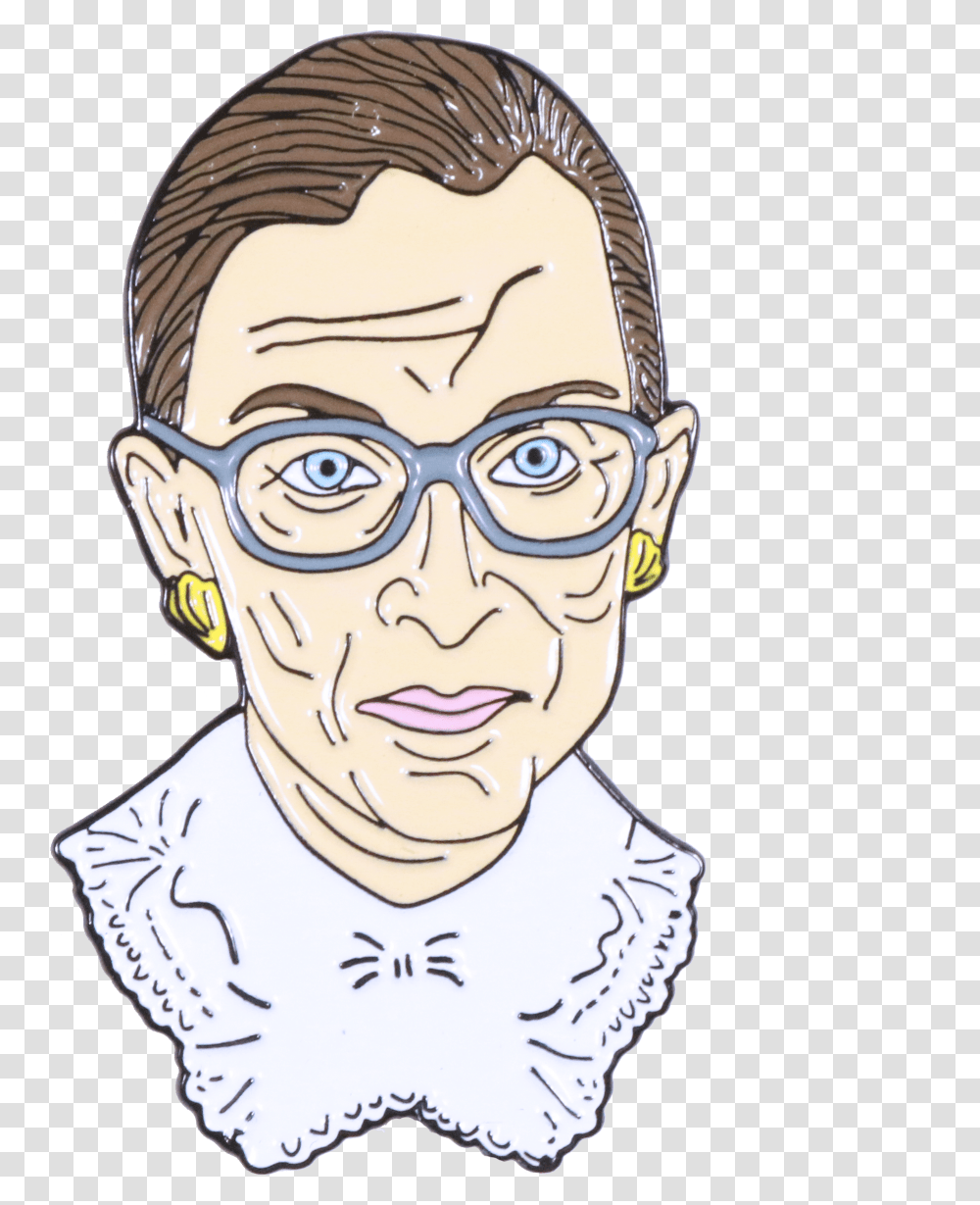 Ruth Bader Ginsburg Enamel Pin, Face, Person, Head, Drawing Transparent Png