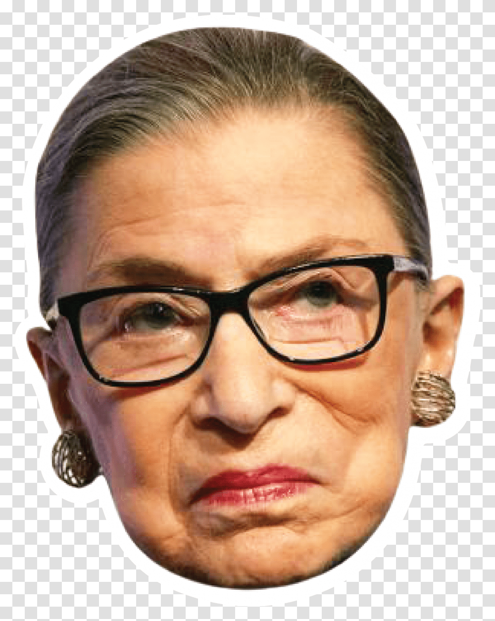 Ruth Bader Ginsburg Head Sticker Ruth Bader Ginsburg Alive, Glasses, Accessories, Accessory, Person Transparent Png