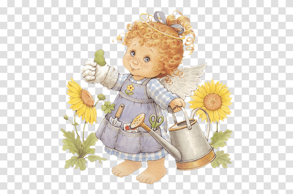 Ruth Morehead Baby Garden Cute Angels Clip Art Free, Can, Tin, Toy, Doll Transparent Png