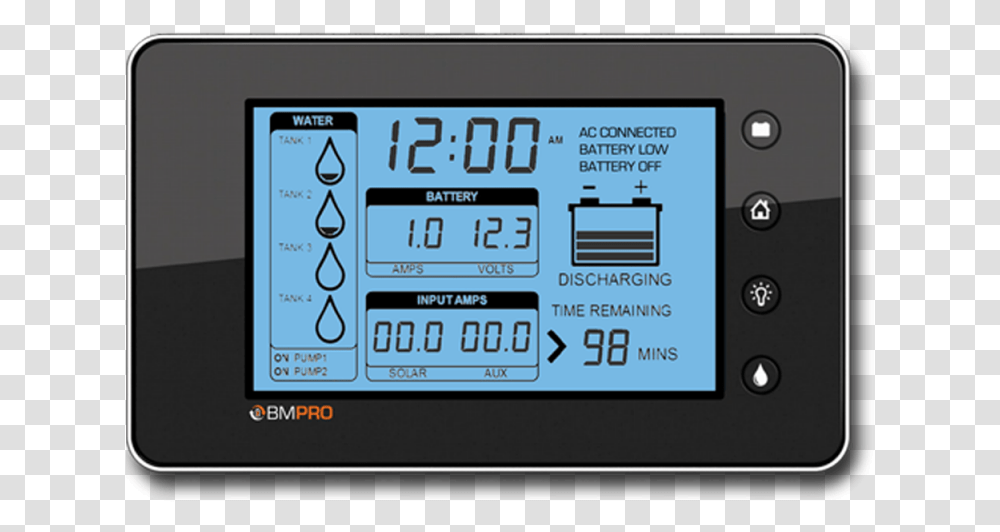 Rv Battery Monitor Trek Battery Monitor, Screen, Electronics, Display, Clock Transparent Png
