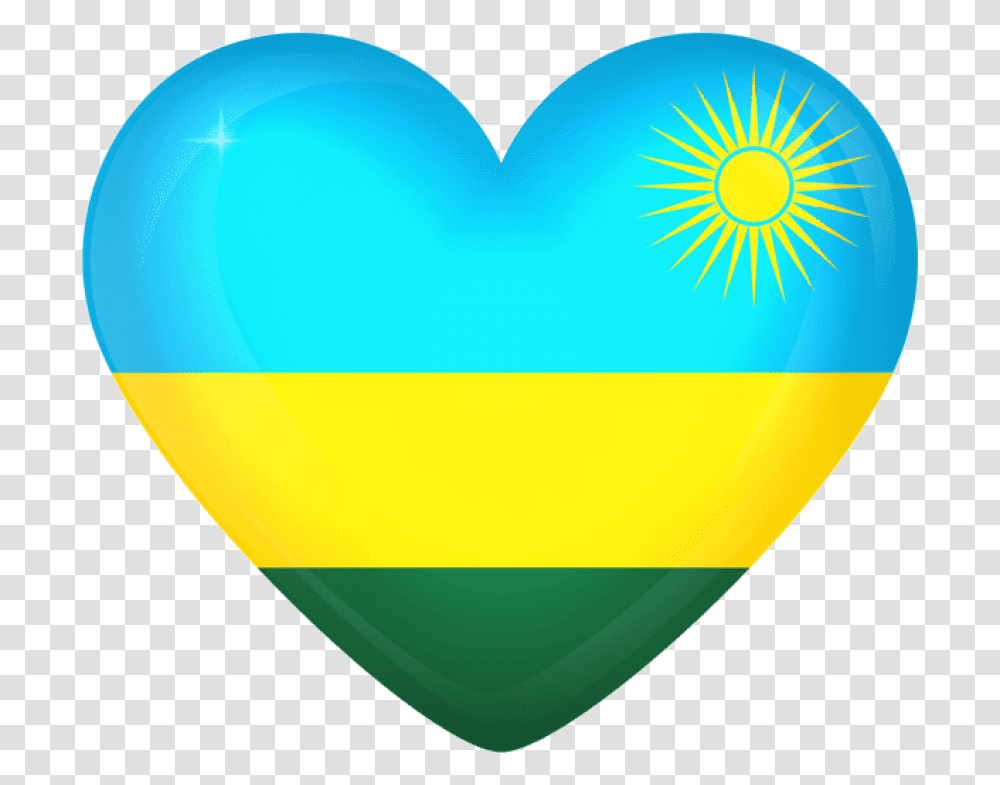 Rwanda Large Heart Flag Heart, Balloon, Plectrum Transparent Png