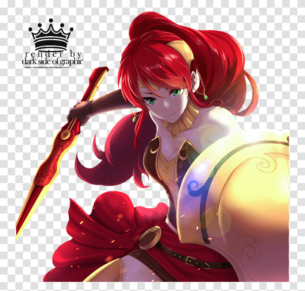 Rwby Pyrrha Anime Girls With Red Hair And Green Eyes, Comics, Book, Manga, Person Transparent Png
