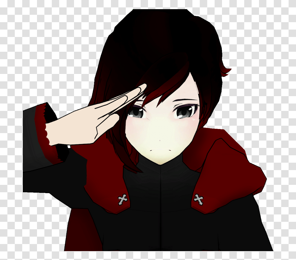 Rwby Ruby Rose Salute, Person Transparent Png