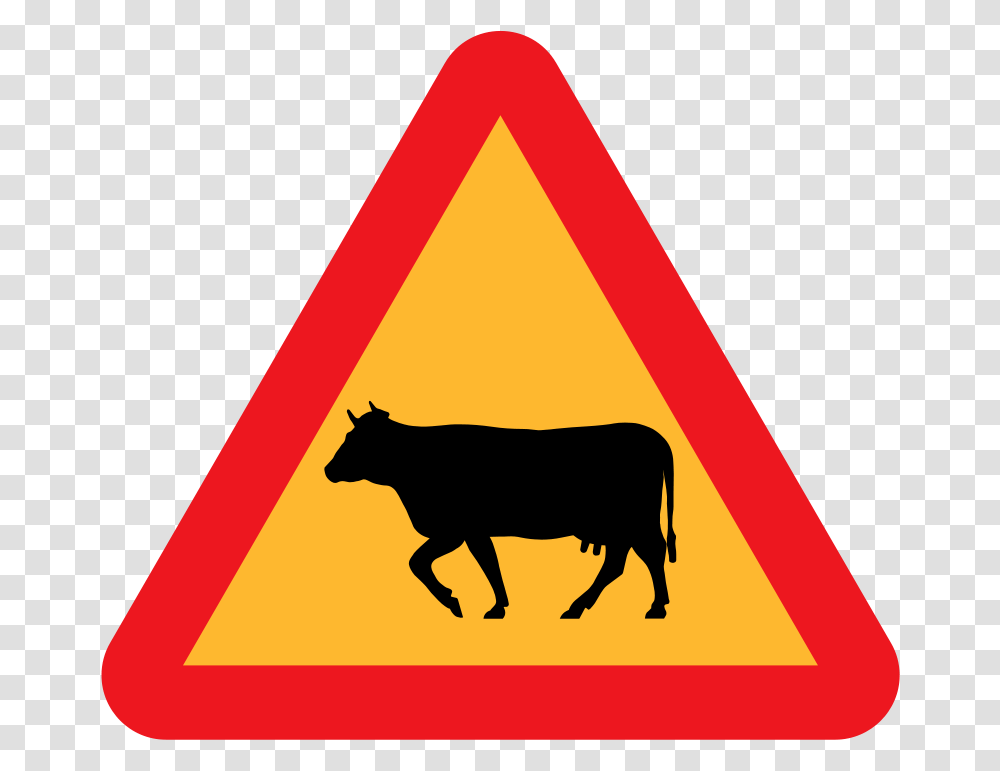 Ryanlerch Warning Cows Roadsign, Animals, Cattle, Mammal Transparent Png