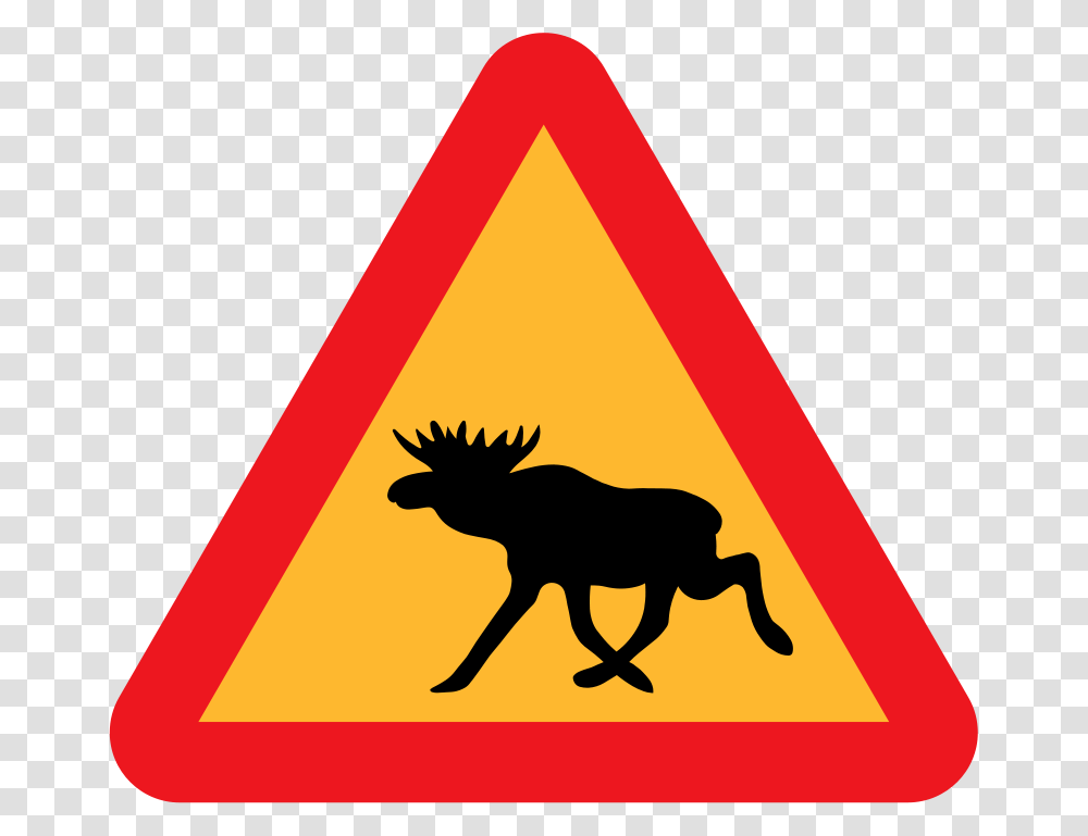 Ryanlerch Warning Moose Roadsign, Animals, Road Sign, Triangle Transparent Png