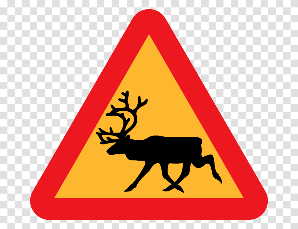Ryanlerch Warning Reindeer Roadsign, Animals, Road Sign, Triangle Transparent Png