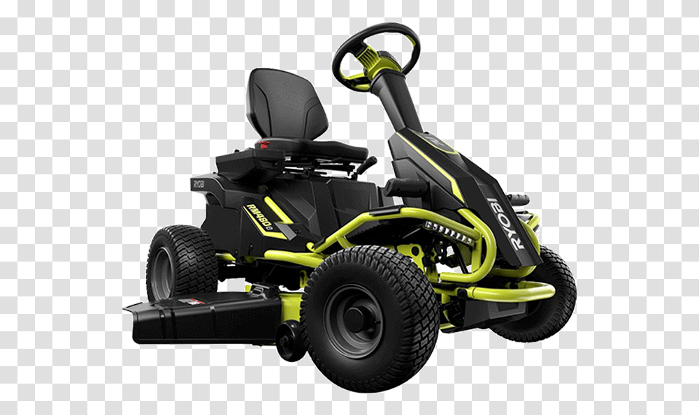 Ryobi 38 Inch Battery Electric Rear Engine Riding Lawn Electric Ride On Mower, Lawn Mower, Tool, Transportation, Vehicle Transparent Png