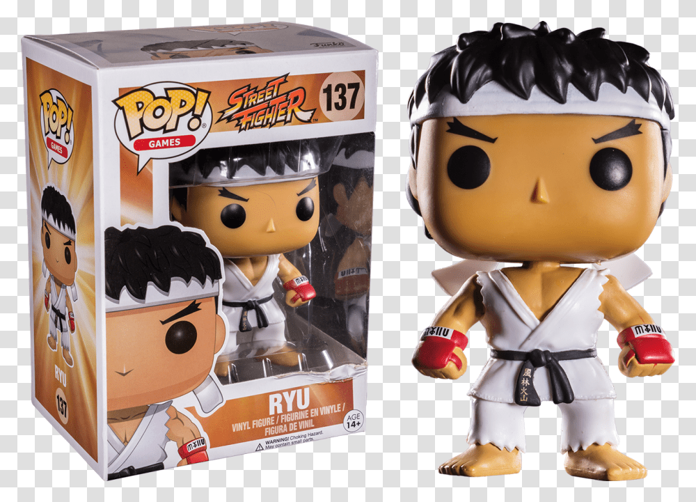 Ryu Street Fighter 5 Ryu White Headband Pop Vinyl Figurine, Doll, Toy, Apparel Transparent Png