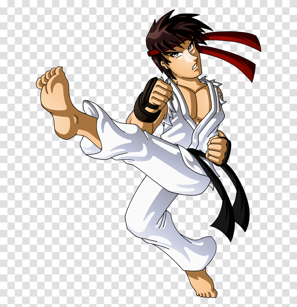 Ryu Street Fighter Barefeet, Manga, Comics, Book, Person Transparent Png