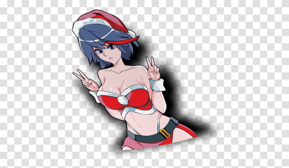 Ryuko Matoi Christmas Peeker Sticker Fictional Character, Person, Human, Judo, Martial Arts Transparent Png