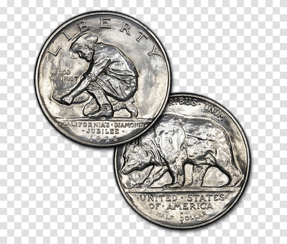 S California Silver Commemorative Half Dollar California Commemorative Half Dollar, Coin, Money, Nickel, Dime Transparent Png