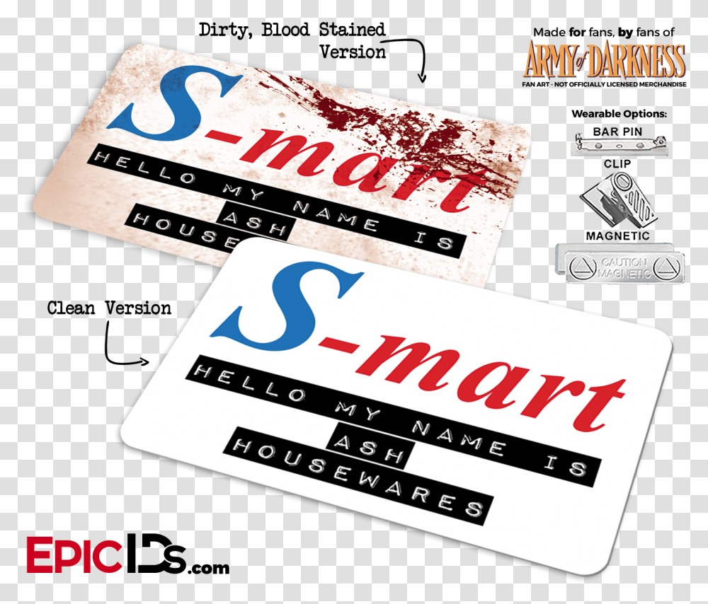 S Mart Ash Williams Army Of Darkness Evil Dead S Mart Tag, Paper, Business Card, Credit Card Transparent Png