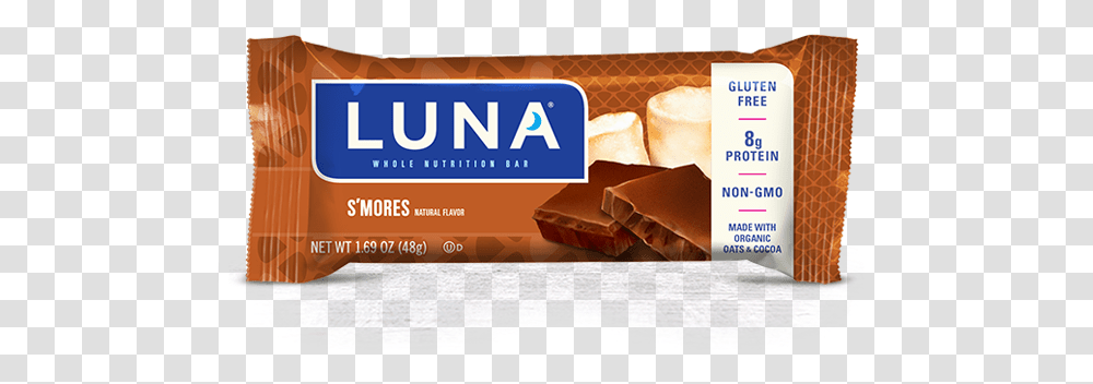S Mores Flavor Packaging S Mores Luna Bar, Fudge, Chocolate, Dessert, Food Transparent Png