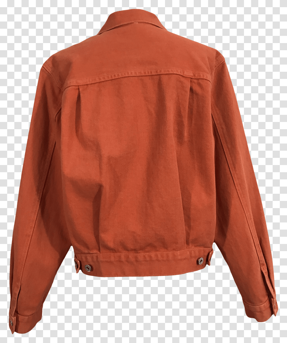 S Orange Denim Jacket By Guess Leather Jacket, Apparel, Coat, Long Sleeve Transparent Png