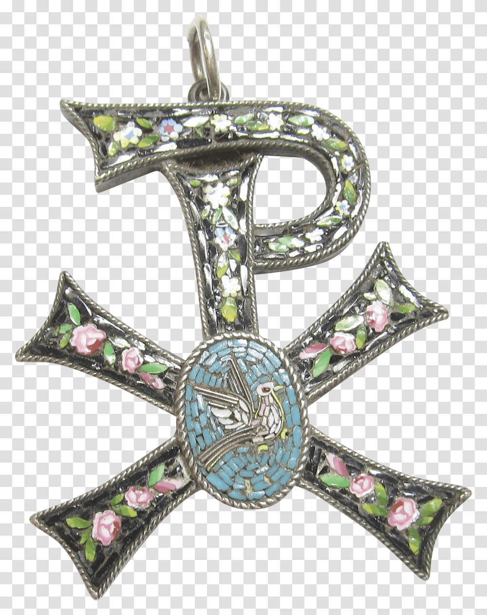 S Victorian Sterling Silver Micro Mosaic Bird Cross, Diamond, Gemstone, Jewelry, Accessories Transparent Png