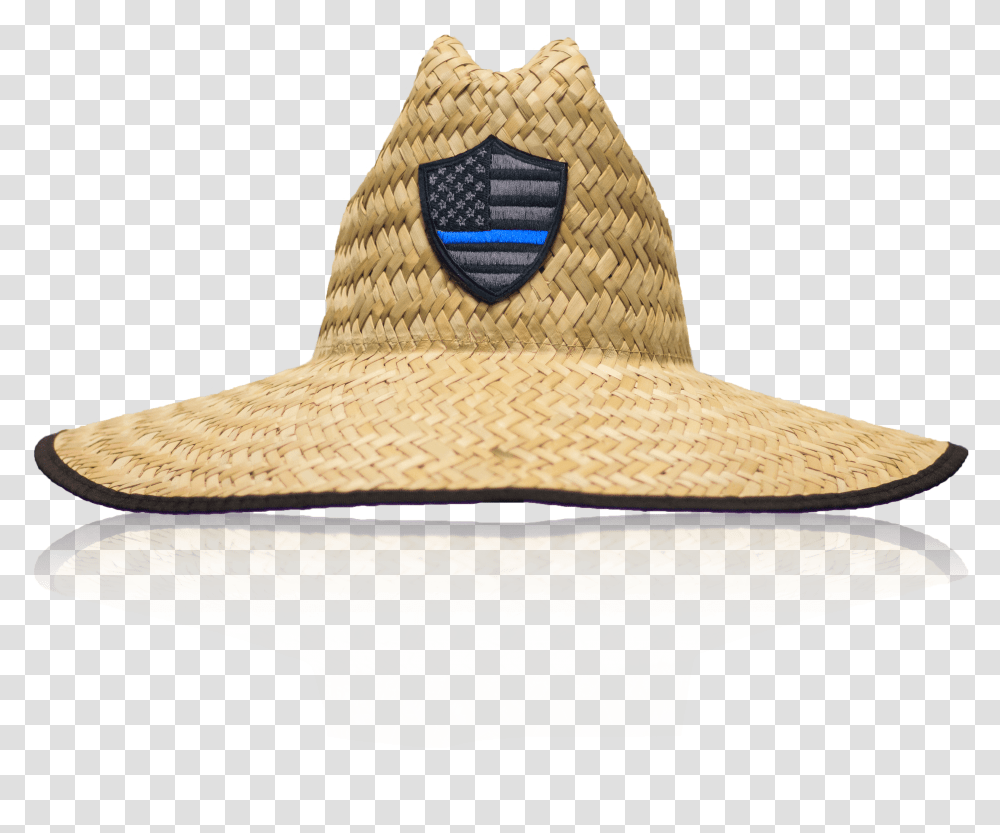 Sa Straw Hat Thin Blue Line American Flag Shield Straw Hat With American Flag Under Brim, Clothing, Apparel, Sun Hat, Sombrero Transparent Png