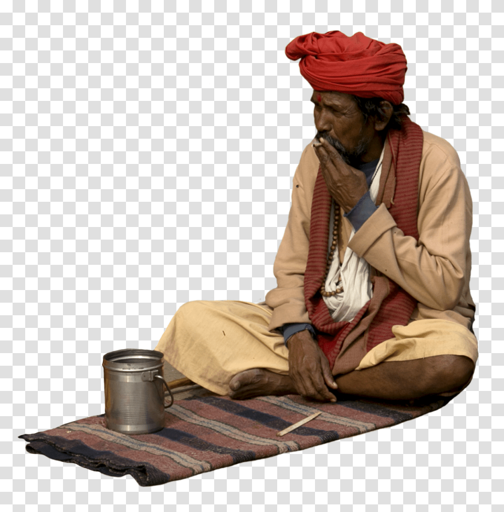 Saadhu Indian Cutout Humans Sitting Indian People, Clothing, Apparel, Person, Turban Transparent Png