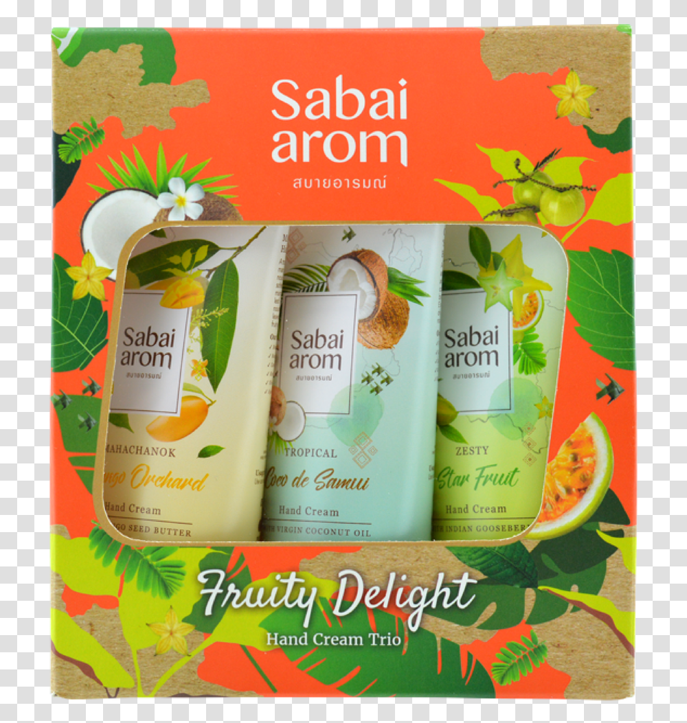 Sabai Arom Fruity Delight Hand Cream Trio Set Box, Bottle, Shampoo, Herbal, Herbs Transparent Png