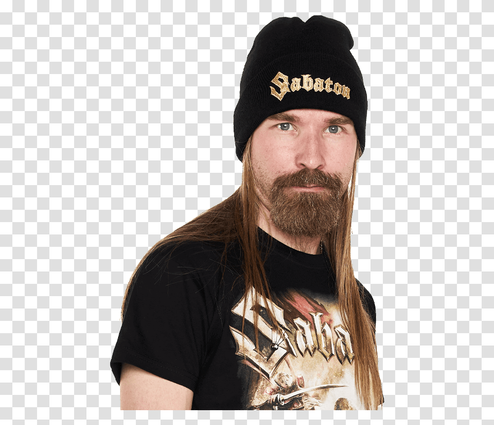 Sabaton Gold Logo Cuffed Beanie Official Store Beanie, Clothing, Apparel, Person, Human Transparent Png