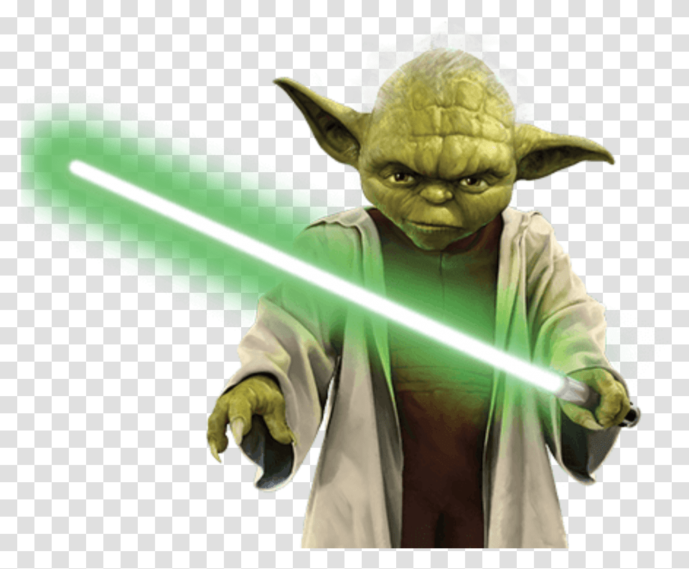 Saber Clipart Green Lightsaber Star Wars Yoda Star Wars, Duel, Person, Head, Figurine Transparent Png