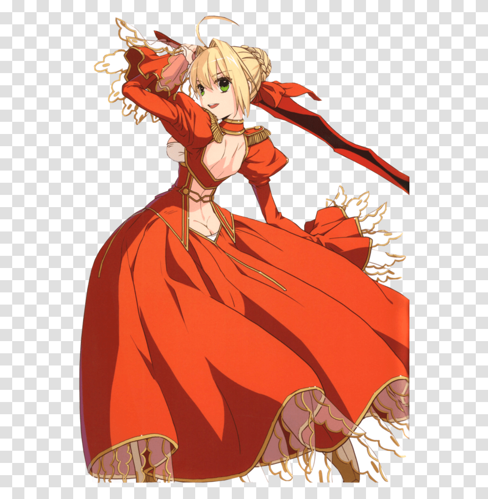 Saber Fateextra Fatestay Night Fategrand Order Type Moon Saber Fate Extra, Comics, Book, Manga, Person Transparent Png