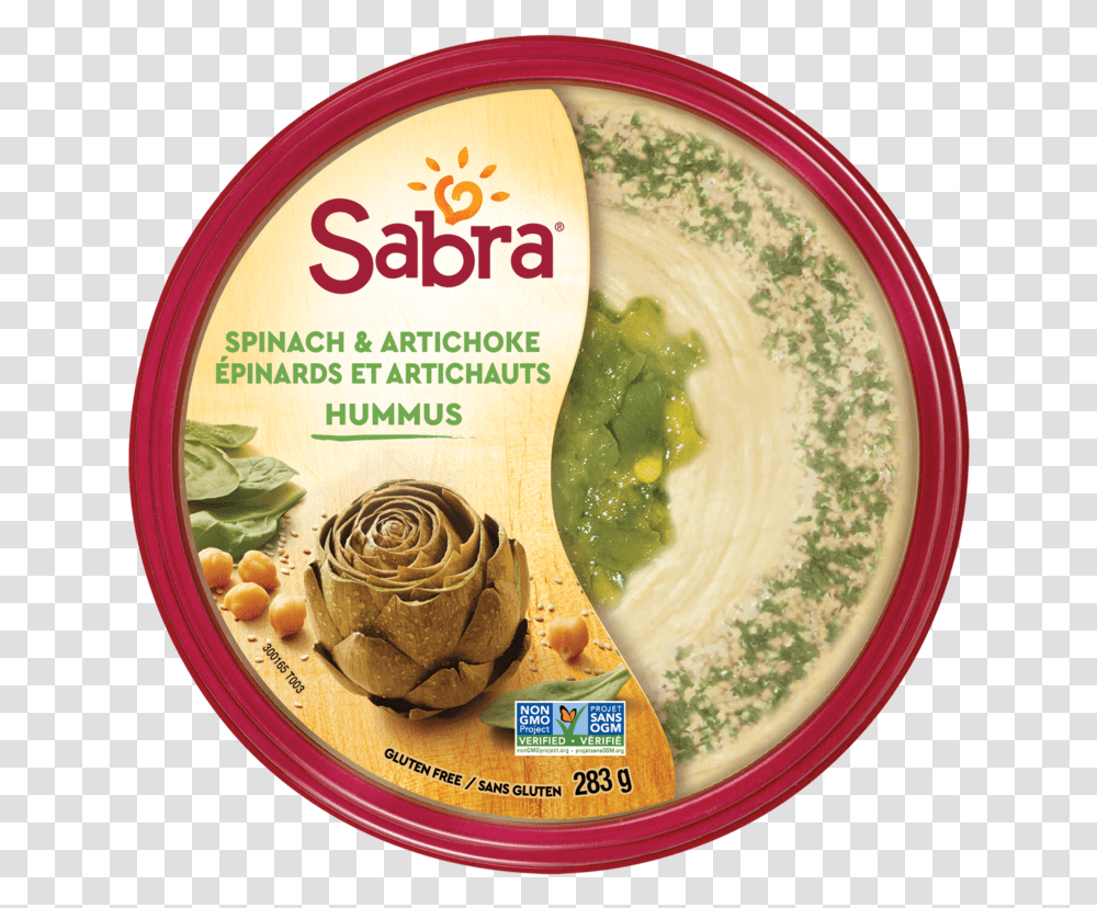 Sabra 10oz Spinach Artishoke Top View Hummus Store Bought, Dish, Meal, Food, Plant Transparent Png