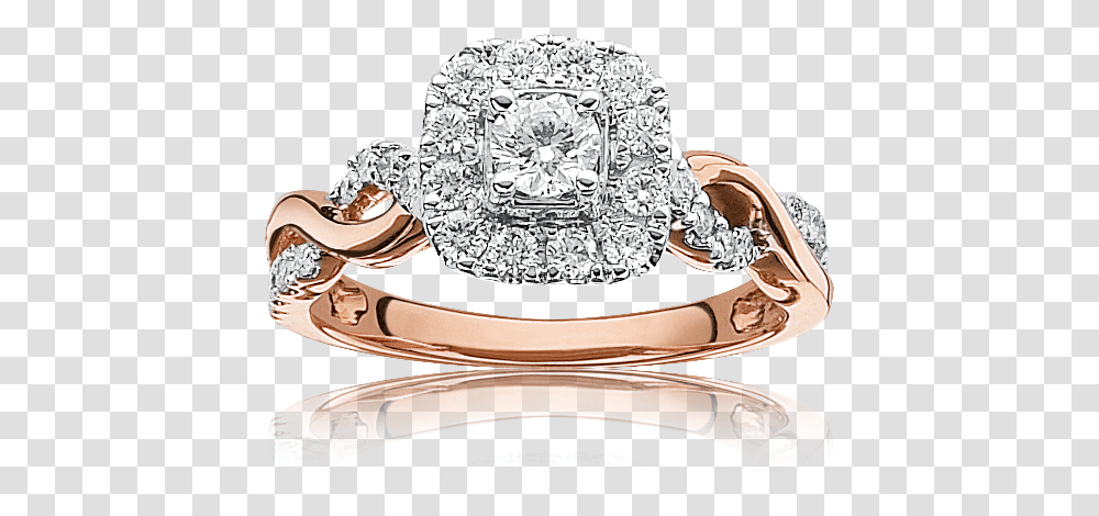 Sabrina Diamond Ctw Twist Halo Engagement Ring In 14k Rose Gold Ring, Accessories, Accessory, Jewelry, Gemstone Transparent Png