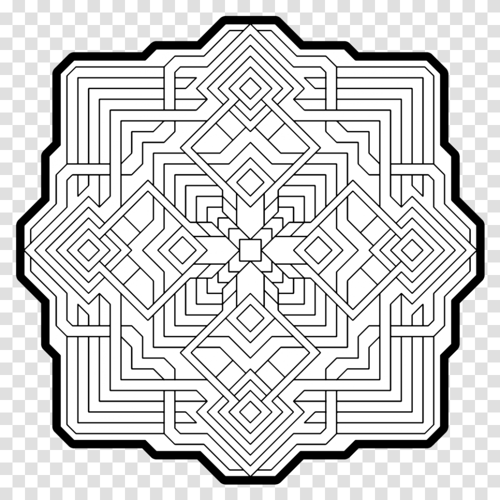 Sacred Geometry Coloring Pages Pattern Colouring In Mandala, Rug, Maze, Labyrinth, Snowflake Transparent Png