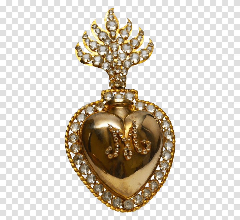 Sacred Heart Ex Voto Reliquary Solid, Accessories, Accessory, Jewelry, Gold Transparent Png