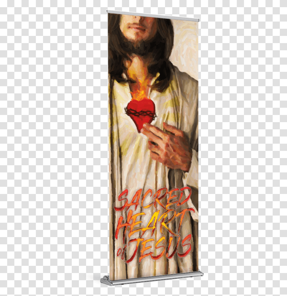 Sacred Heart Of Jesus Banner Lollipop, Person, Sweets, Food, Painting Transparent Png