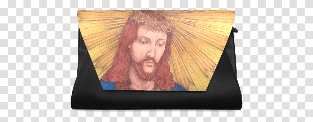 Sacred Heart Of Jesus Christ Drawing Clutch Bag Wallet, Person, Human, Painting, Photography Transparent Png