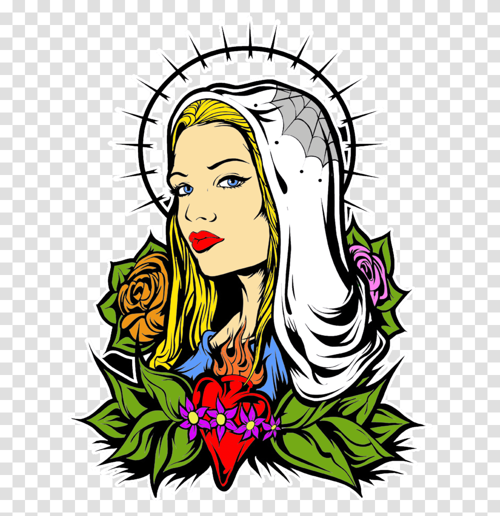 Sacred Heart Virgin Mary, Graphics, Person, Doodle, Drawing Transparent Png
