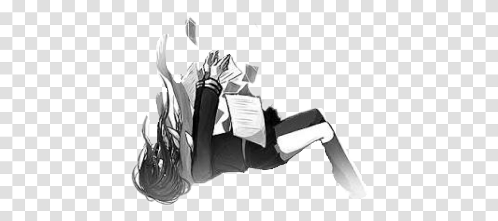 Sad Anime Clipart Sad Black And White Anime, Person, Human, Hand Transparent Png