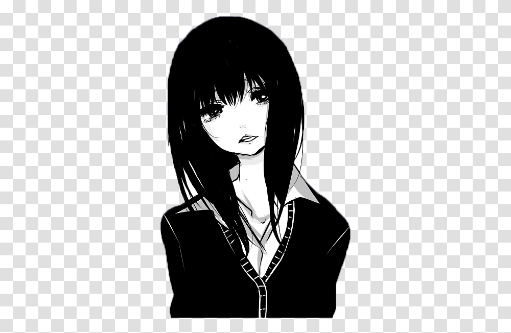 Sad Anime Girl 5 Image Black Haired Anime Girl, Manga, Comics, Book, Person Transparent Png