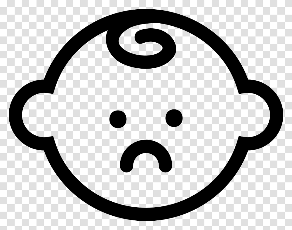 Sad Baby Face Icon Free Download, Stencil, Logo, Trademark Transparent Png