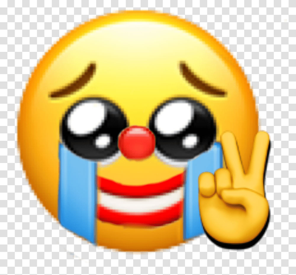 Sad Clown Peace Mood Emojimerge Sticker By Emergi Puppy Eyes Emoji Iphone, Helmet, Clothing, Apparel, Graphics Transparent Png