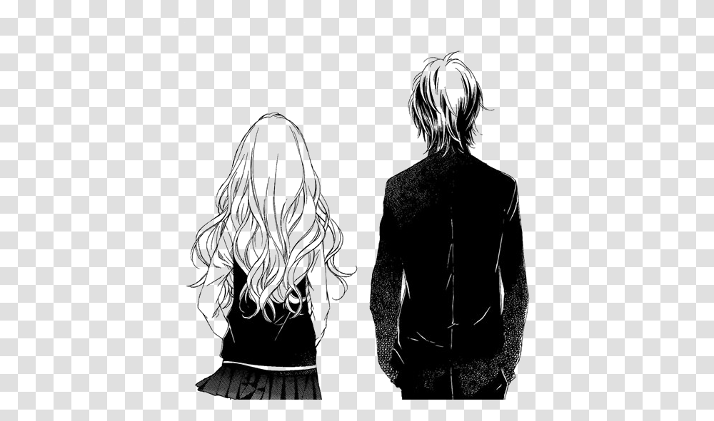 Sad Couple Mart Anime Couple Black And White Silhouette Person Clothing Nature Transparent Png Pngset Com