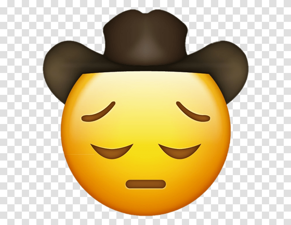 Sad Cowboy Sadcowboy Yeehaw Oldtownroad Depressed Sad Emoji With Cowboy Hat, Plant, Produce, Food, Seed Transparent Png