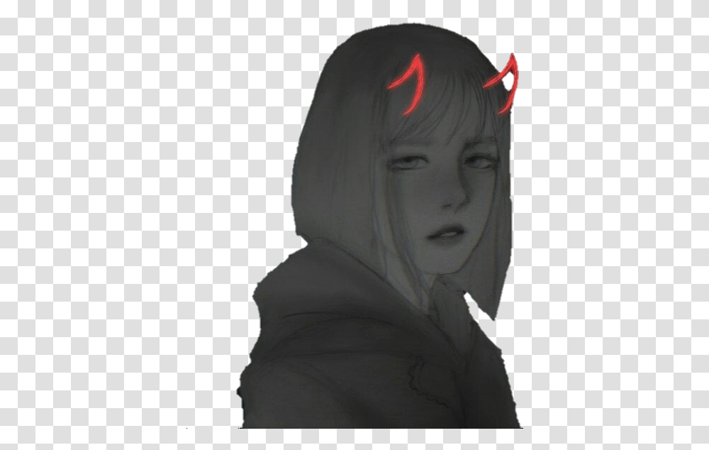 Sad Demon Anime Girl, Face, Person, Hood Transparent Png