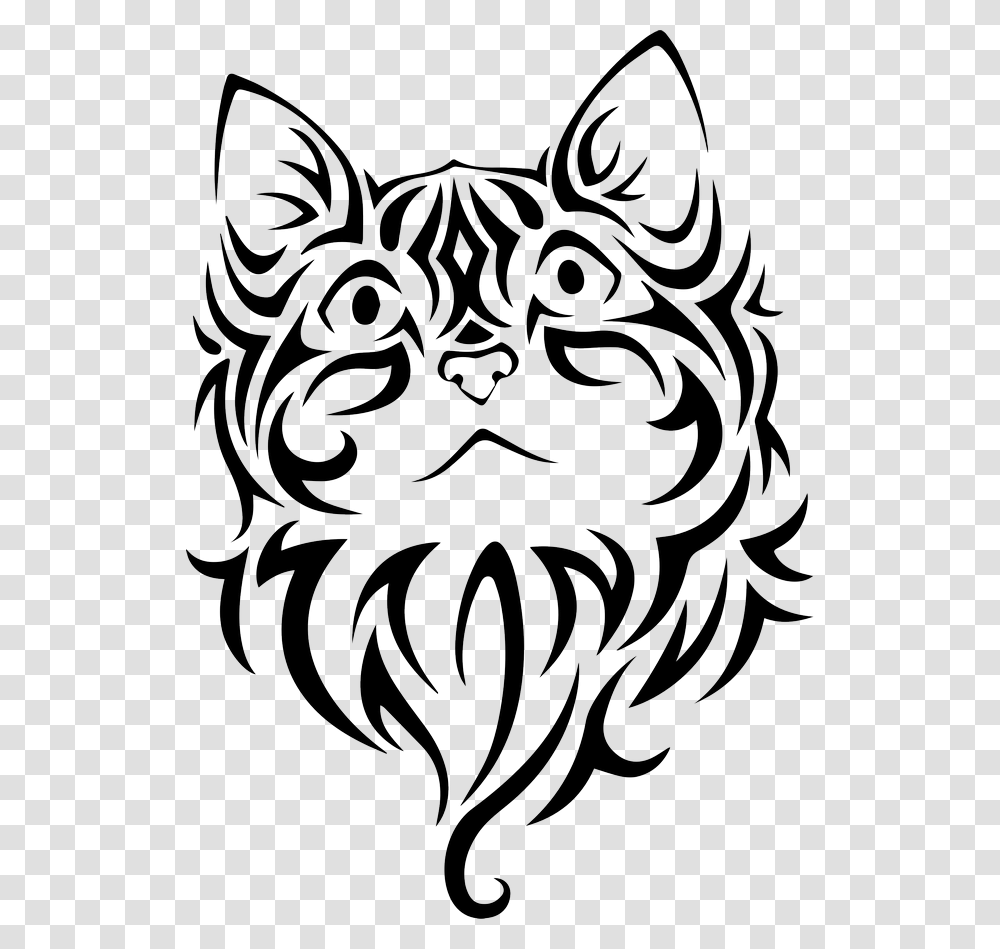 Sad Face Cat Tattoo Cat Tattoos, Stencil, Tiger, Wildlife, Mammal Transparent Png