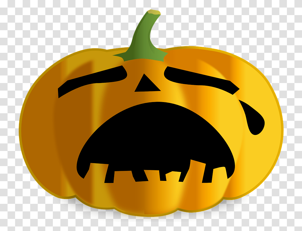 Sad Face Jack O Lantern, Plant, Pumpkin, Vegetable, Food Transparent Png