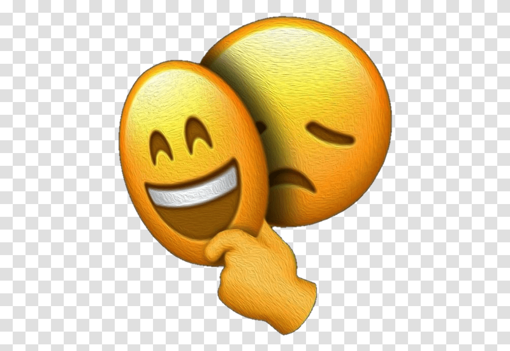 Sad Face Under Happy Mask Emoji Sad Emoji Dp Hd Download, Gold, Peel, Trophy, Gold Medal Transparent Png