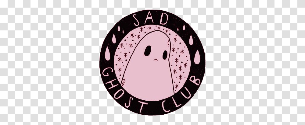 Sad Ghost Cute Aesthetic Girly Scary Grunge Pink Black, Label, Logo Transparent Png