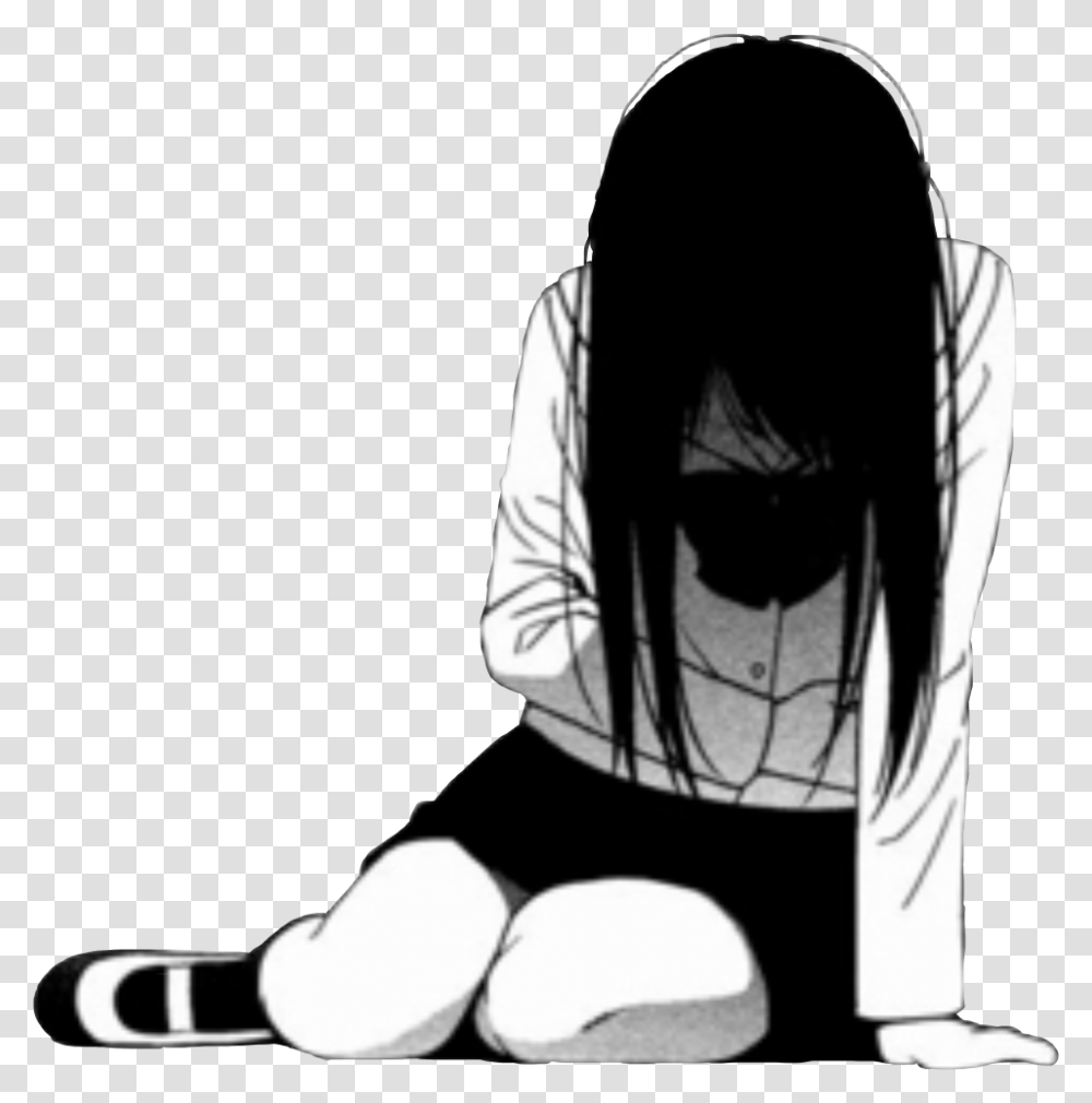 Sad Girl Depression Depressed Sadness Cry Crying Sad Anime Girl Crying, Person, Human, Kneeling Transparent Png