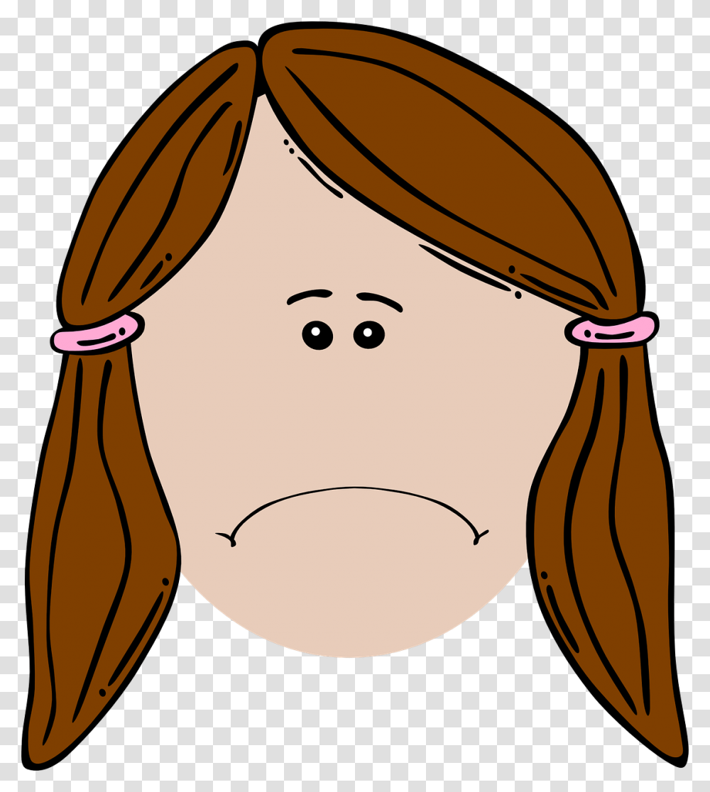 Sad Girl Face Cartoon, Drawing, Doodle, Head, Hair Transparent Png