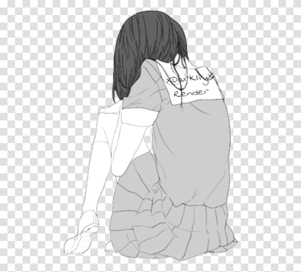 Sad Girl Tumblr Posted Depressed Sad Anime Drawings, Comics, Book, Manga, Person Transparent Png