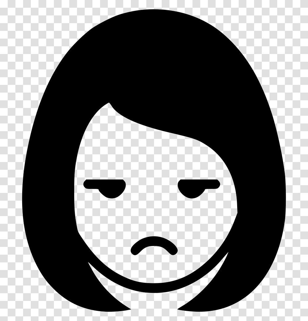Sad Glare Girl Woman Icon Free Download, Stencil Transparent Png
