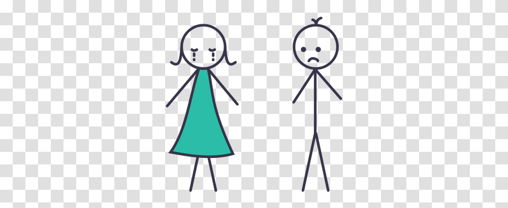 Sad Icon Of Colored Outline Style Romantic Girl And Boy Cartoon, Lamp, Tripod, Lighting Transparent Png