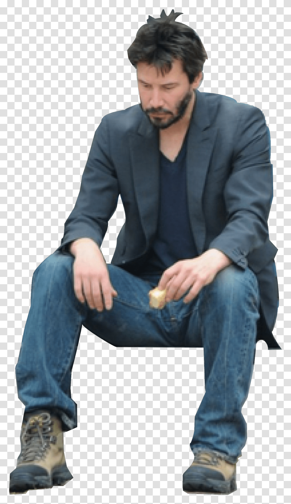 Sad Keanu Reeves Clipart Sad Keanu Reeves, Sitting, Person, Blazer Transparent Png