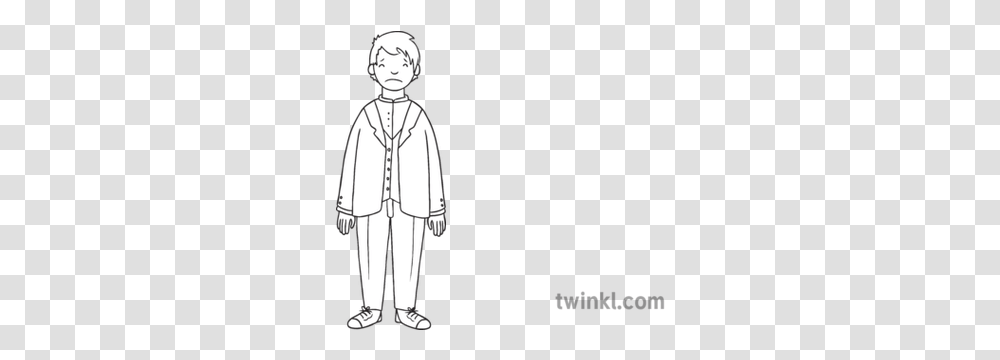 Sad Man Titanic Ks1 Black And White Ghost Of Christmas Present Drawing, Person, Standing, Clothing, Art Transparent Png
